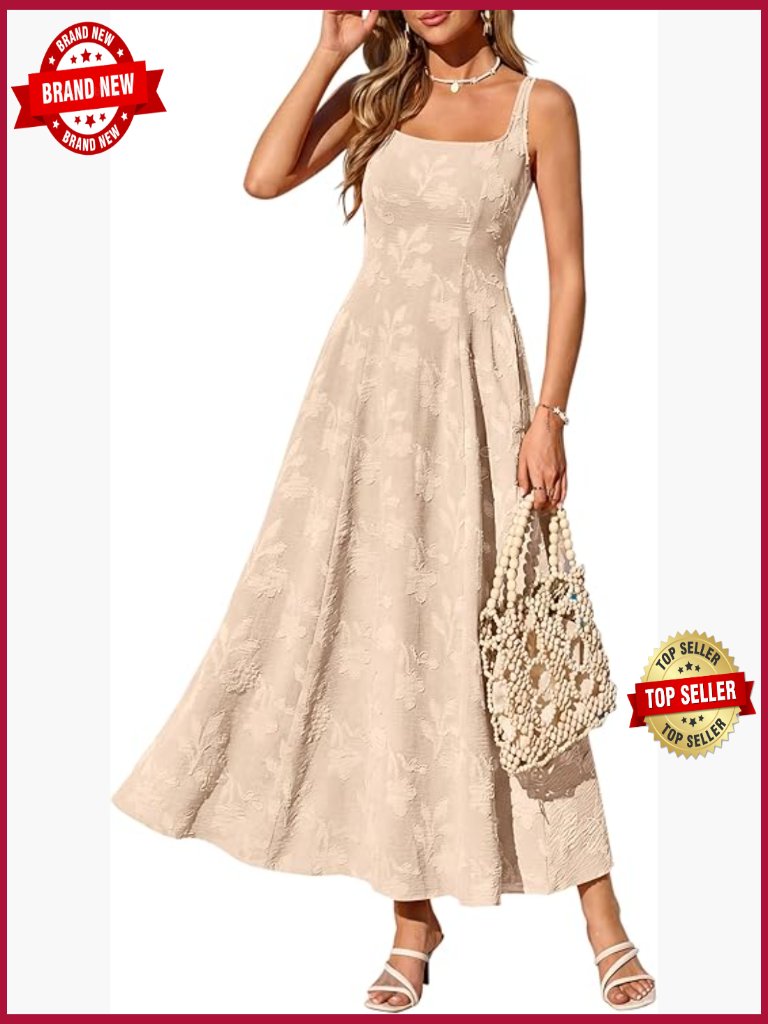 Sleeveless Square Neck Maxi Dress Wedding Guest Boho Summer Flowy